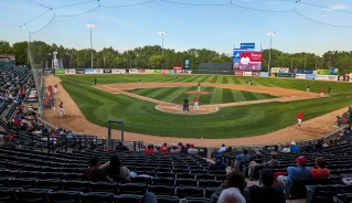 A view of the Goldeyes game in Winnipeg from the bleachers.