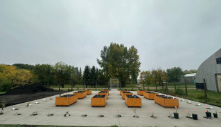 Side view of the weed identification garden.