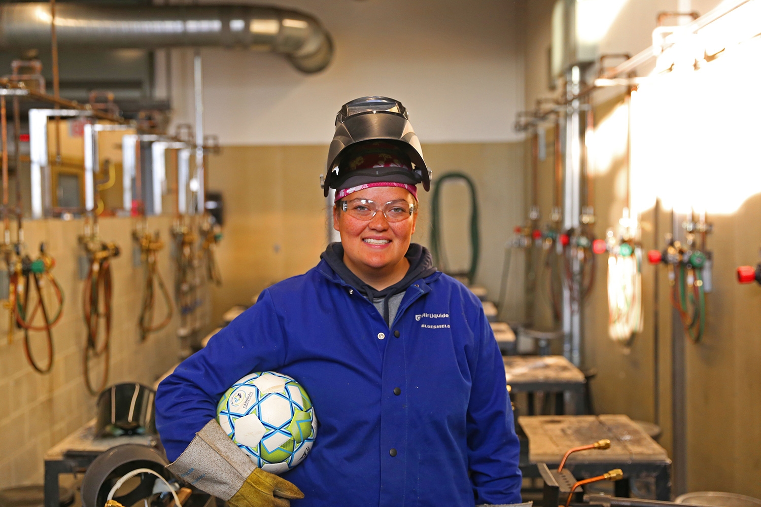 Cora Cora, a welding student