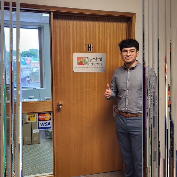 Diego Contreras at Pivotal Elements after graduating from Network Administrative Technology.