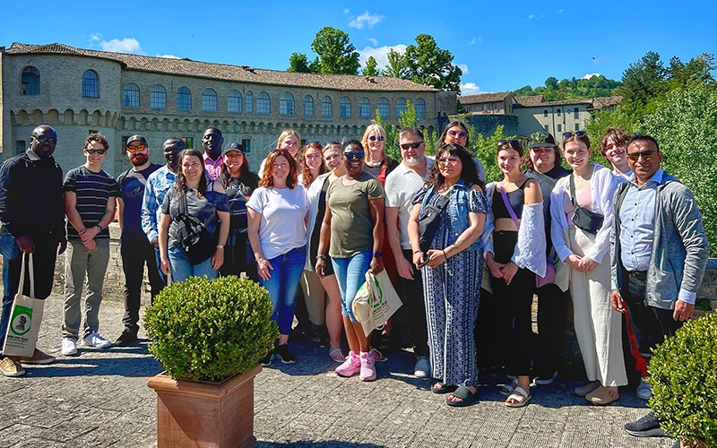 A group of Assiniboine students and faculty during the Tasty Italia trip in 2024.