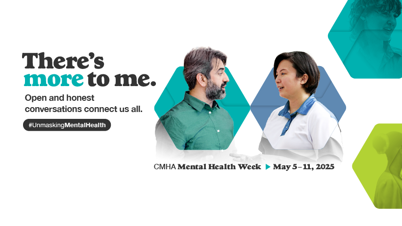 "There's more to me. Open and honest conversations connect us all" - text on a white background with a photo of two people talking.