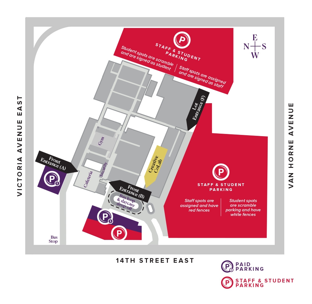 Location of the CoLab on Victoria Avenue East campus map.