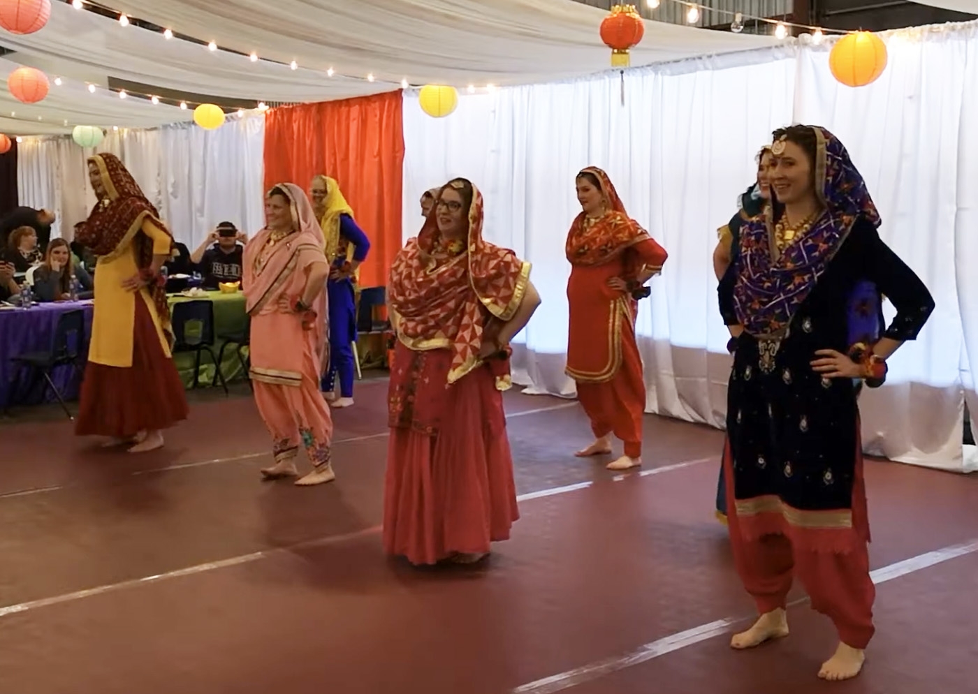 A group of Assiniboine staff Bhangra dancing during the 2019 Staff Gathering.