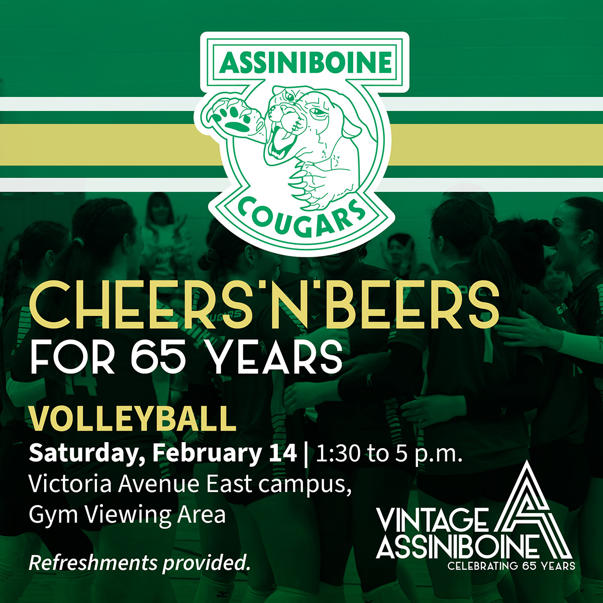 Cheers N Beers for 65 years - Volleyball, February 14, 2026.