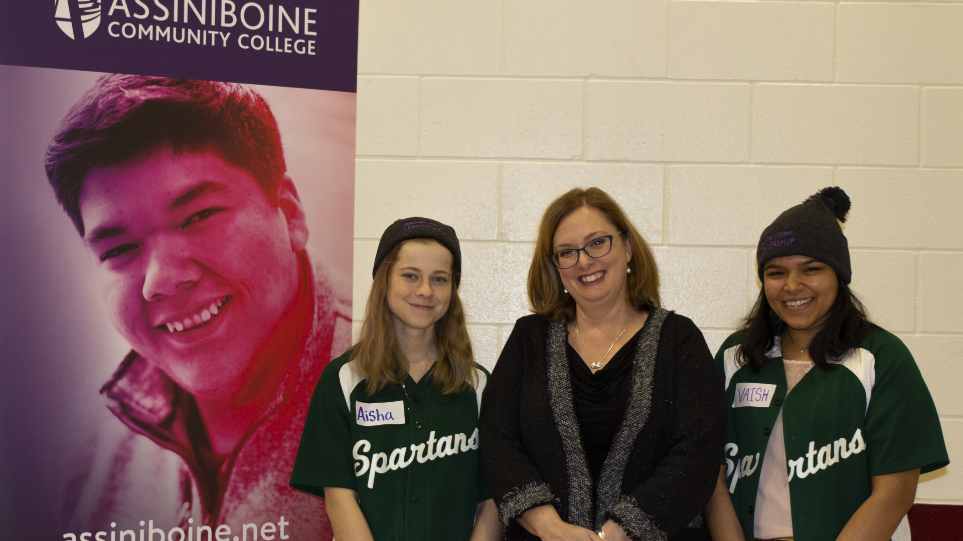 Vice President Academic Dr Deanna Rexe stands with two students from Neelin High School