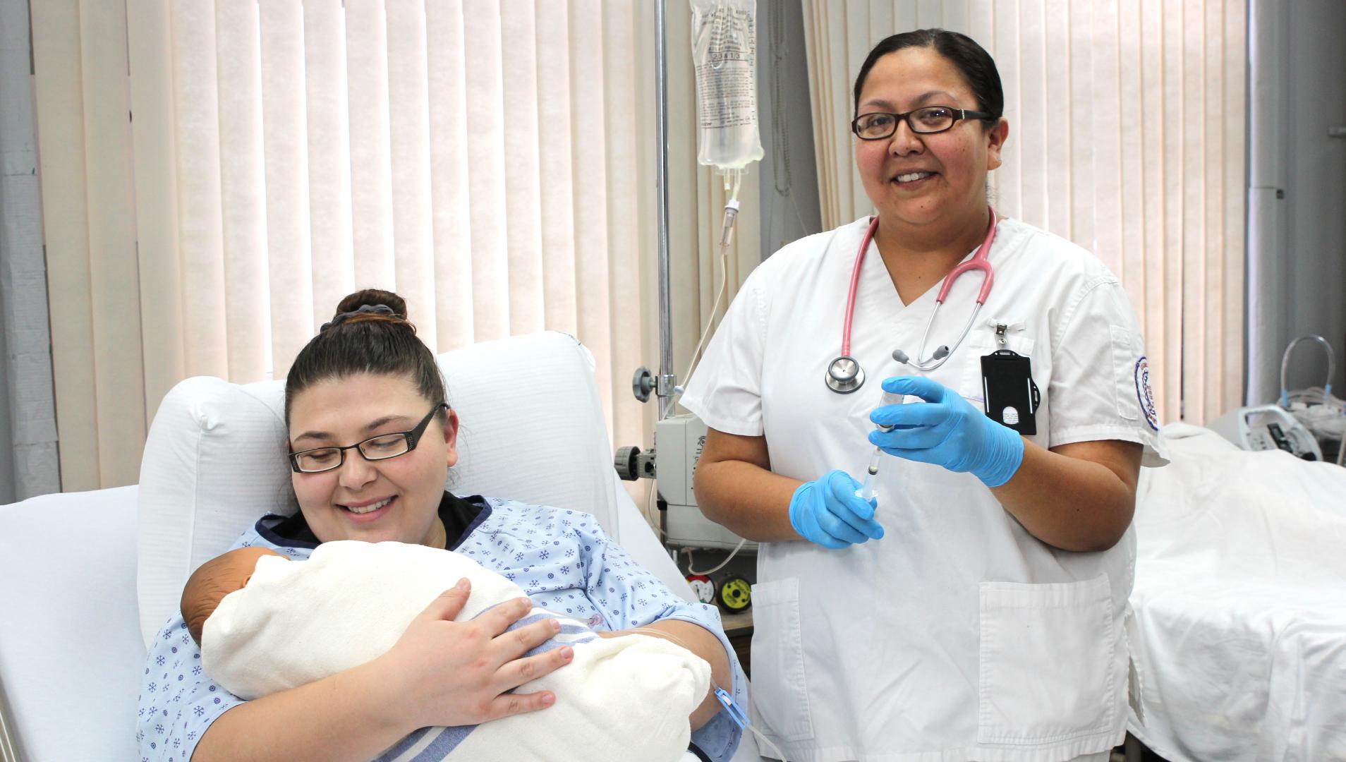 Nursing student with her patient