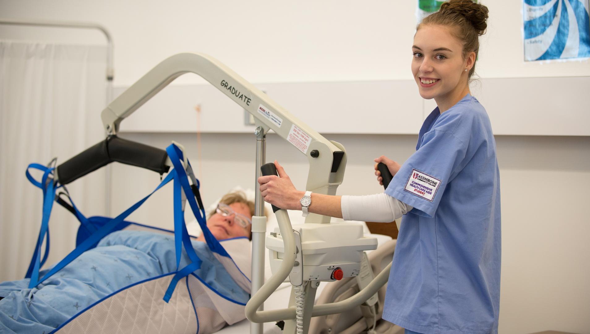 Comprehensive Health Care Aide student working with a patient