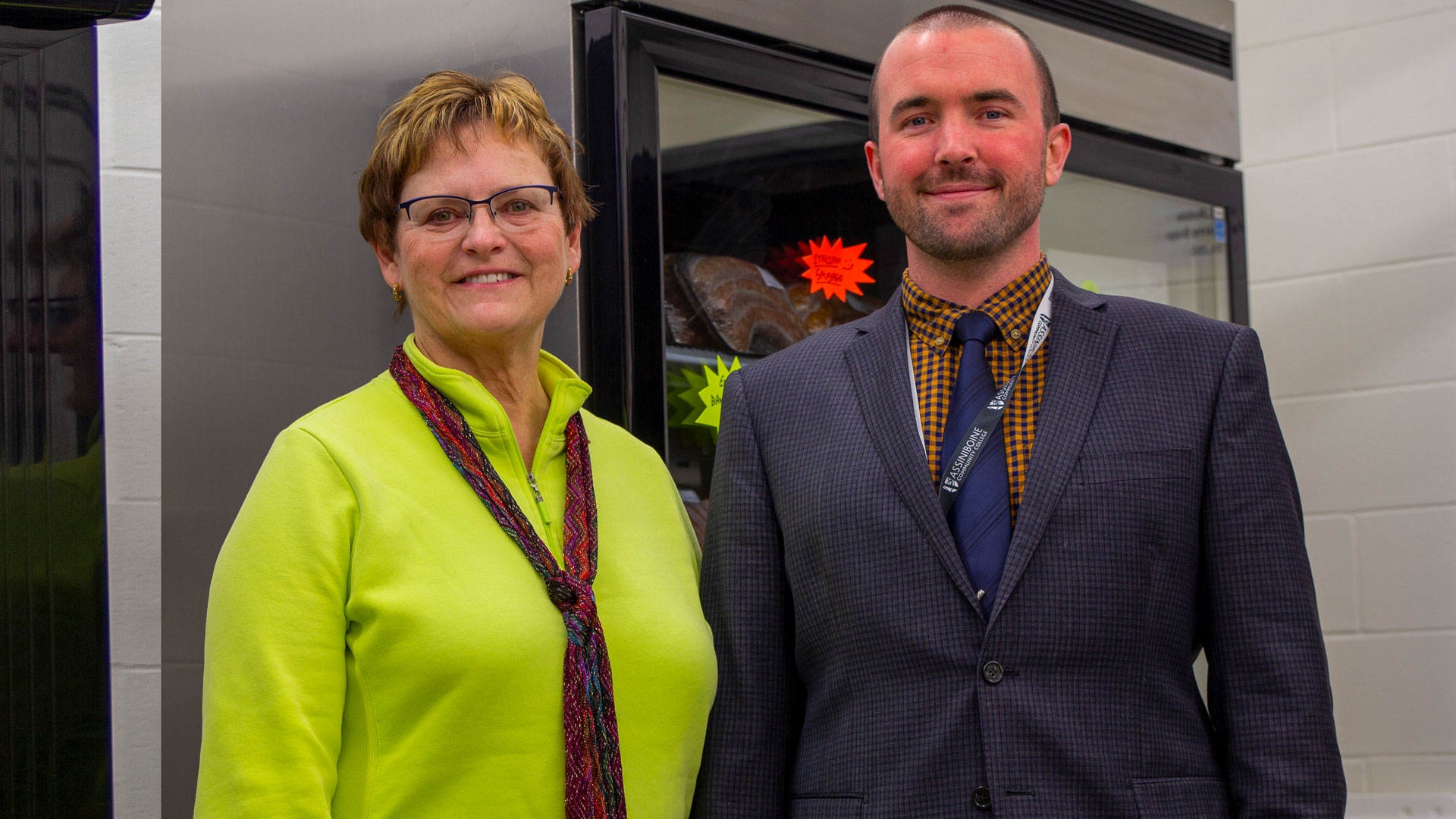 Protein Pantry winner Wanda Cameron and Ryan Whibbs, Chair of Manitoba Institute of Culinary Arts & Field to Fork Initiatives at Assiniboine.