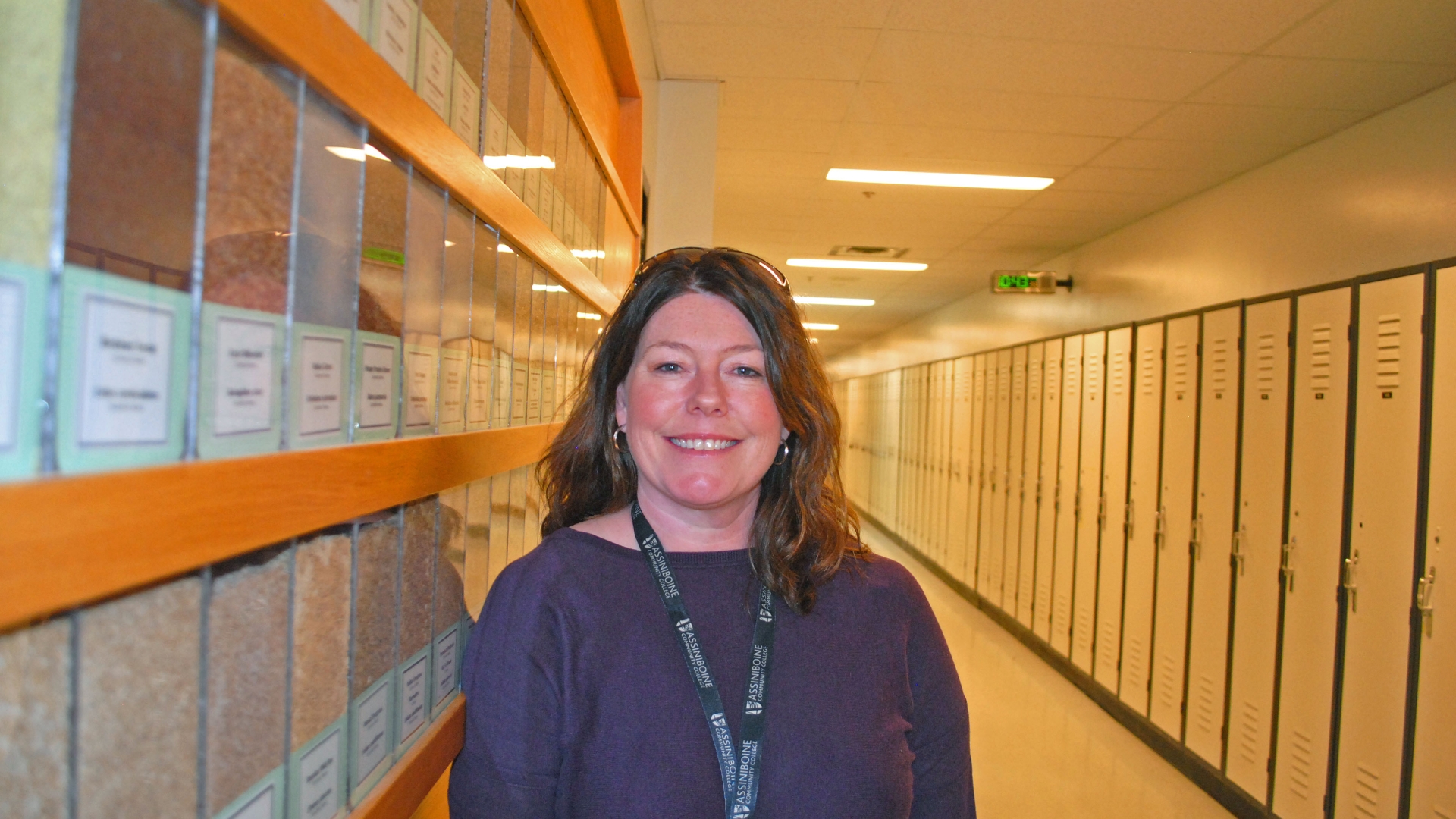 Danielle Tichit in the hallways of Assiniboine