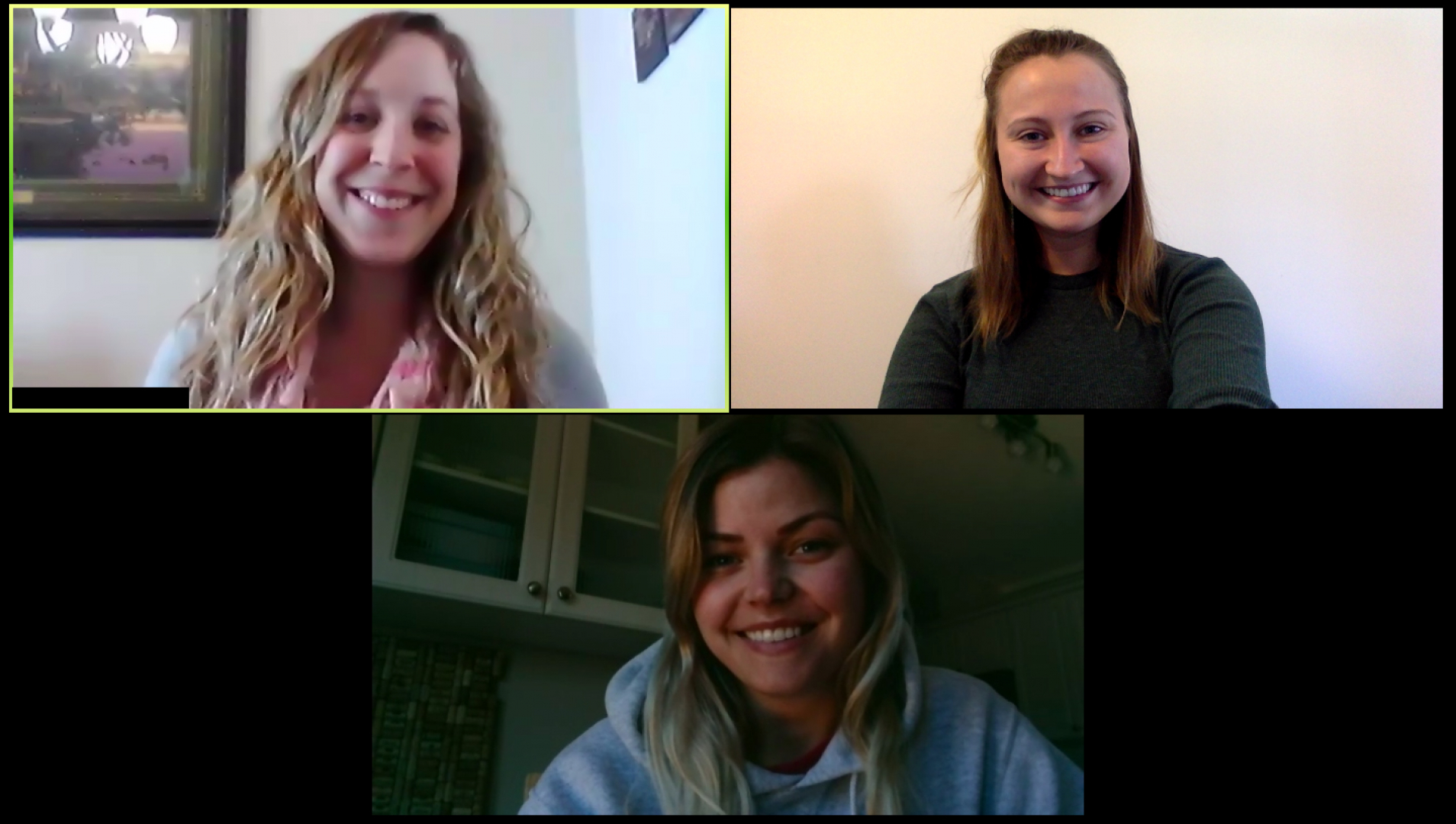 Assiniboine Recruitment team members gather on a video call while working remotely. 