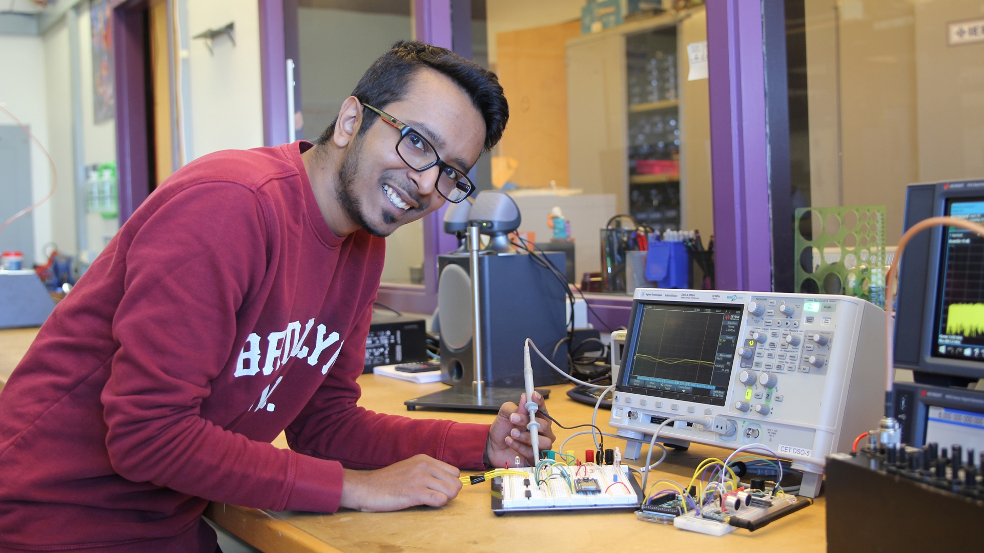 CET student works with wireless communication technology