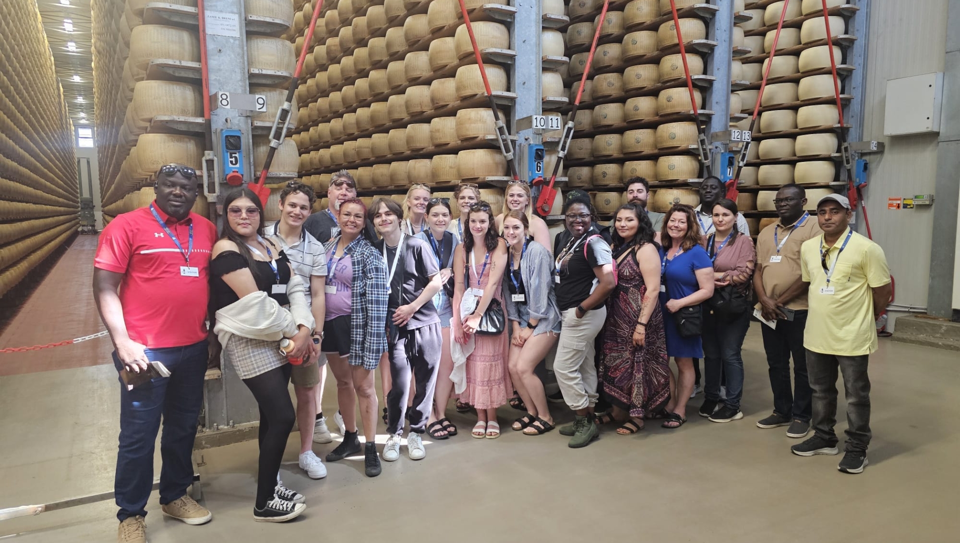 Italy group at parmesan cheese factory