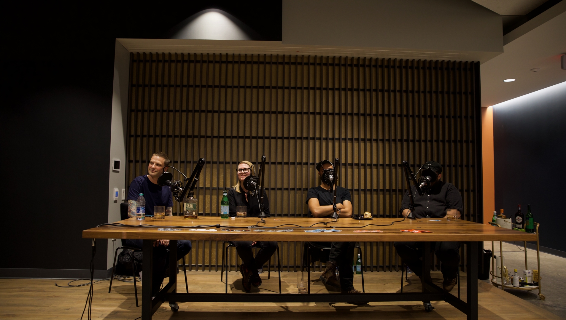 Alumnus Ryan Burgess recording his podcast, Front End Happy Hour