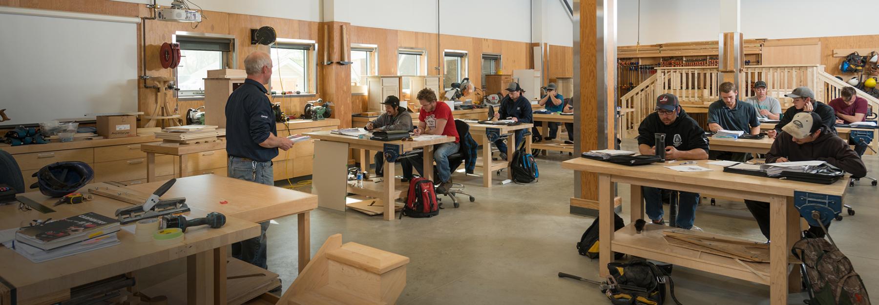 Carpentry Apprenticeship classroom with students and instructor