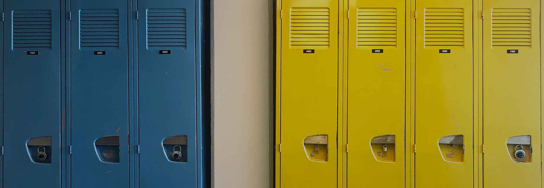 blue and yellow lockers