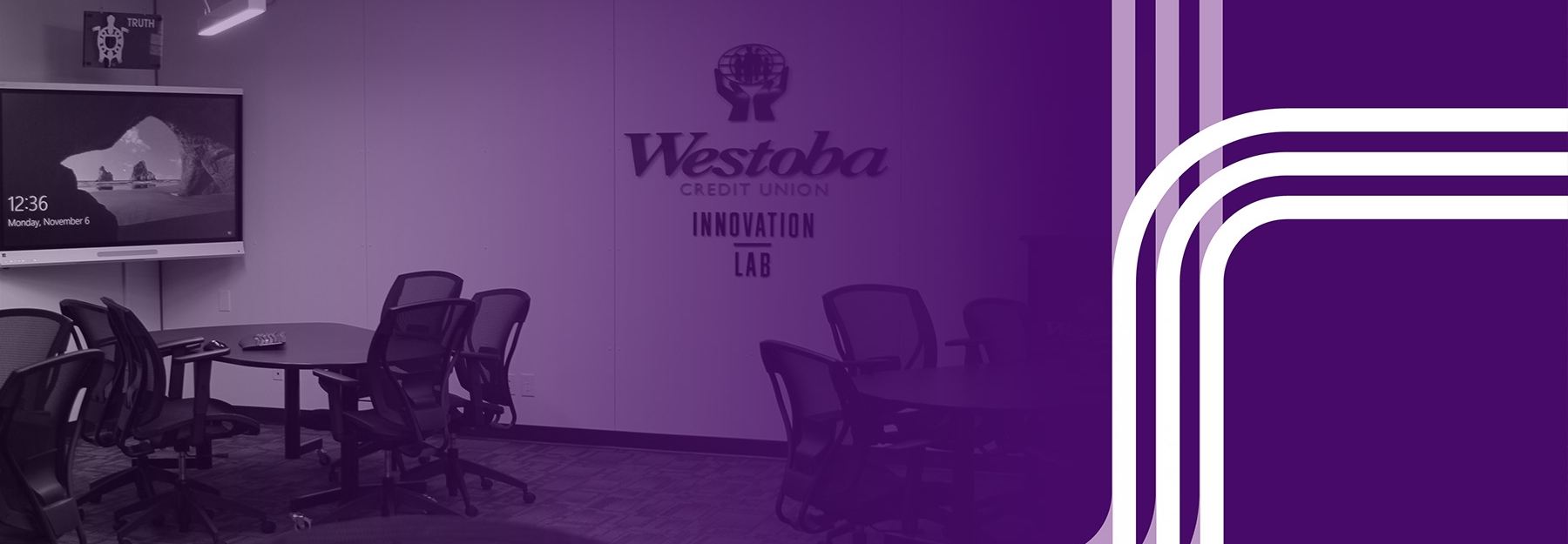 Westoba Innovation Lab photo with Peters School branding.