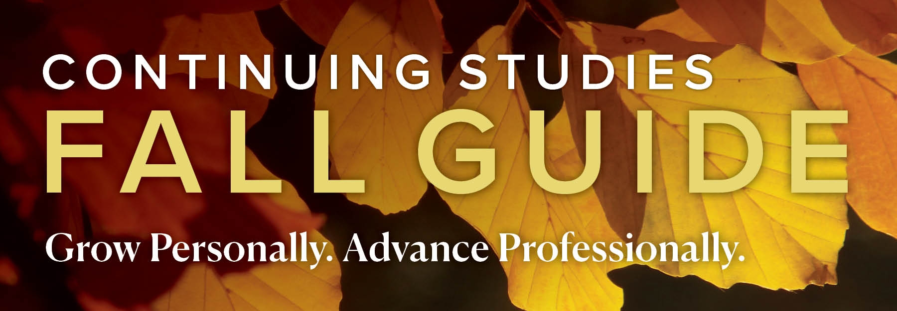 Continuing Studies Fall Guide. Grow personally. Advance professionally.