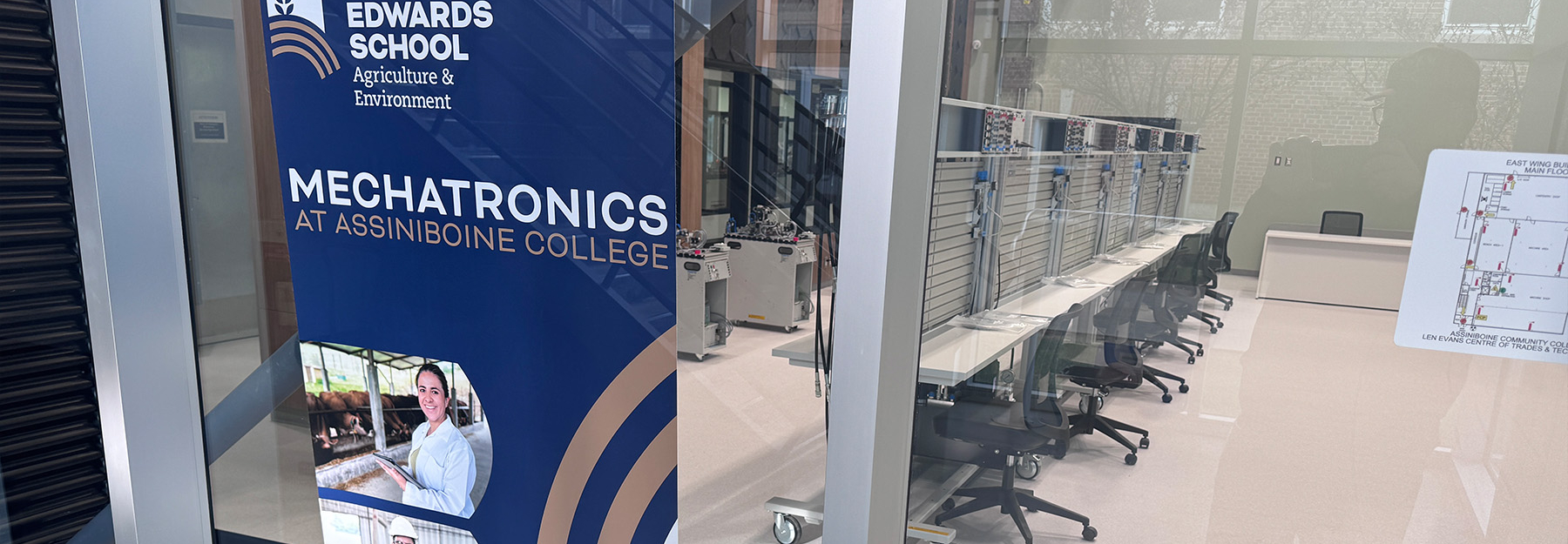 Mechatronics banner outside the classroom in the Len Evans Centre.