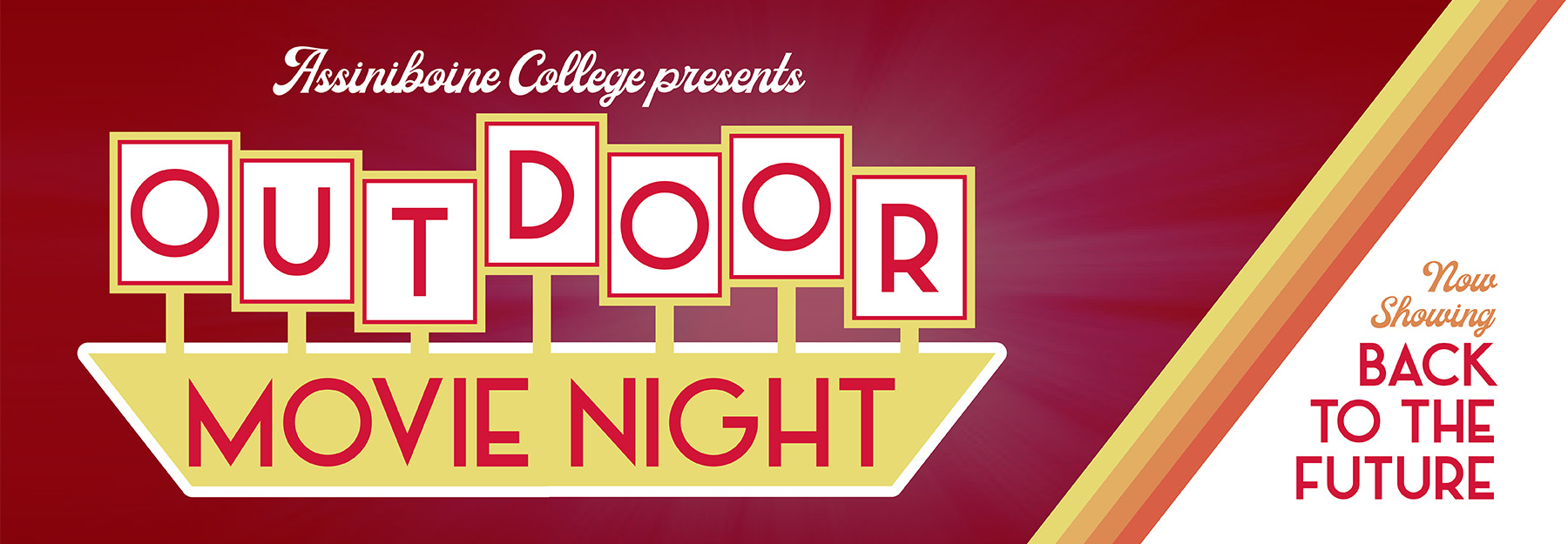 Assiniboine College presents Outdoor Movie Night, now showing Back to the Future.